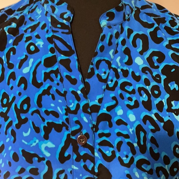 Style & Co Petite Blouse M Blue & Black - Picture 7 of 10
